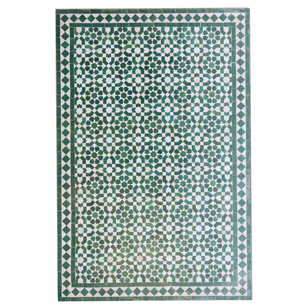 Mosaic dining table 120x80 green white glazed