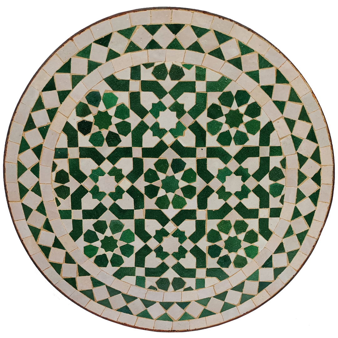 Mosaic side table Ø45 cm green white glazed