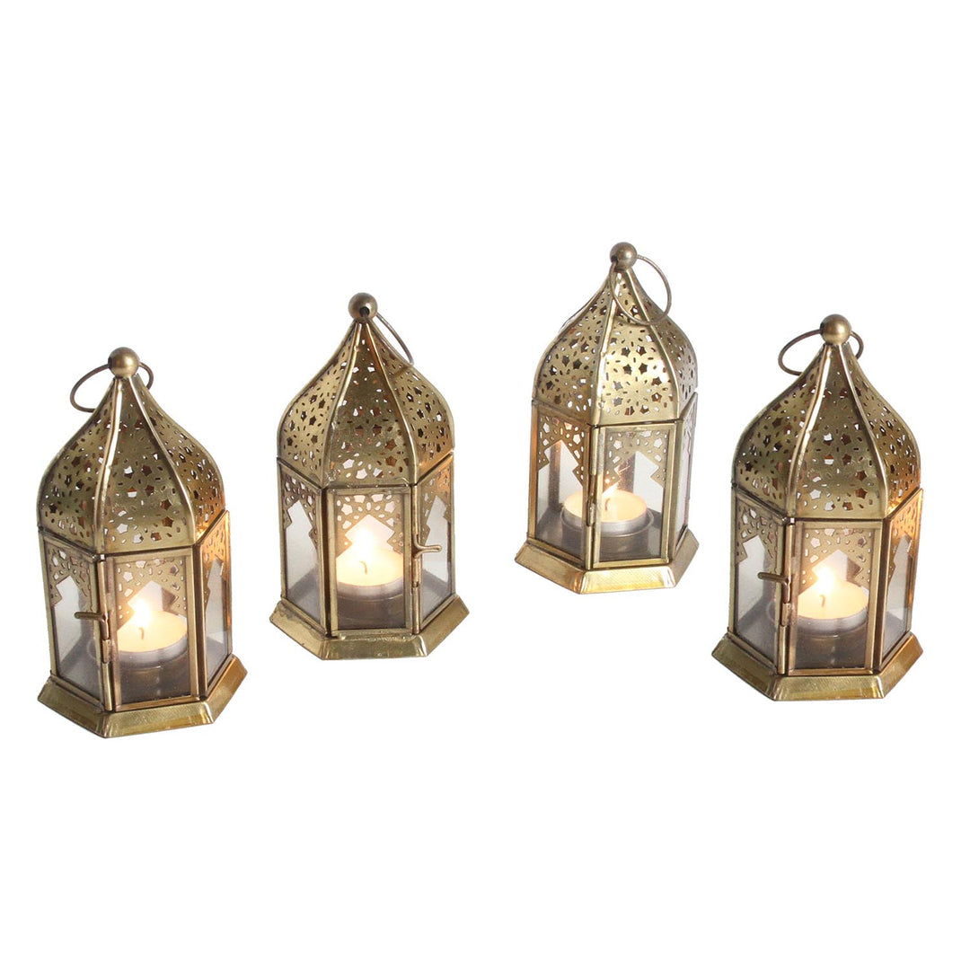 Oriental glass lanterns Nael Transparent set of 4