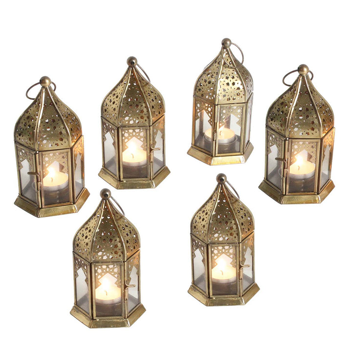 Oriental glass lanterns Nael Transparent set of 6