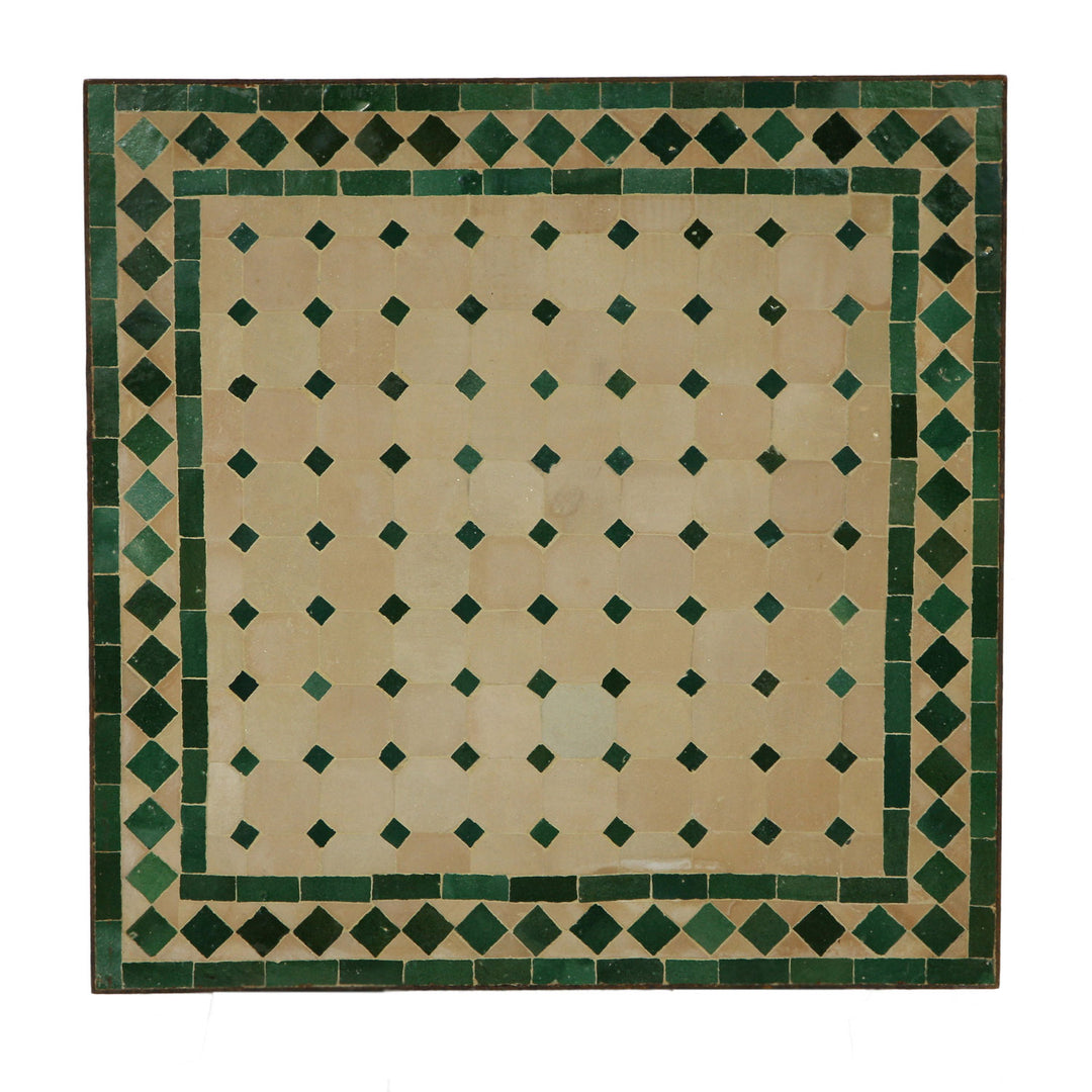Bank mozaïek tafel 60x60 groene diamant