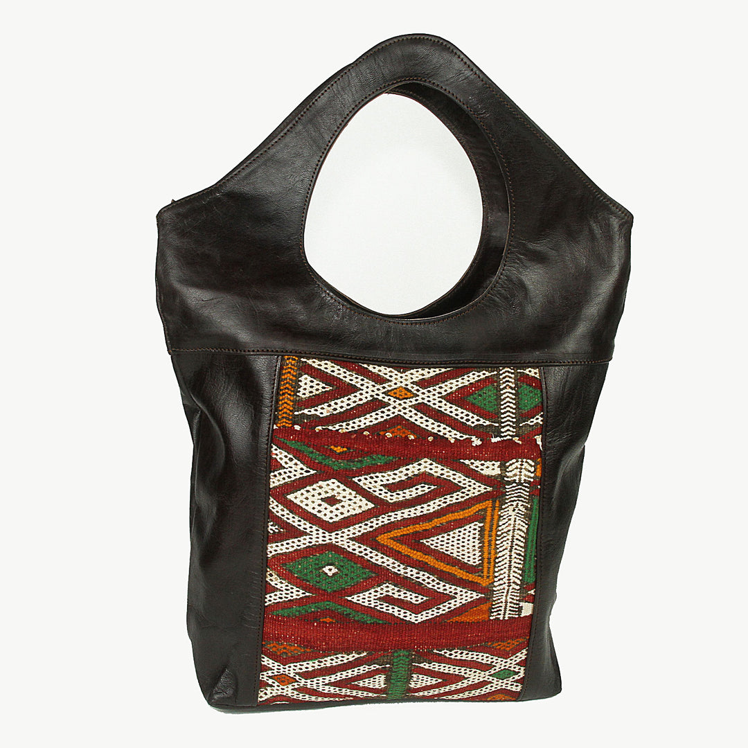 Women's leather bag with kilim