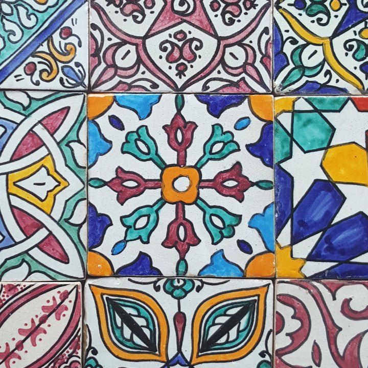 Hand-painted tiles colorful mix