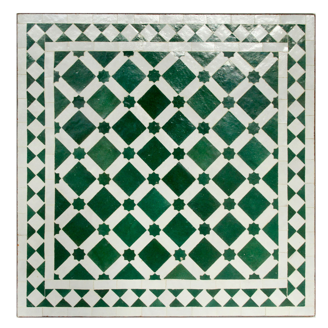 Couch mosaic table 60x60 green white glazed