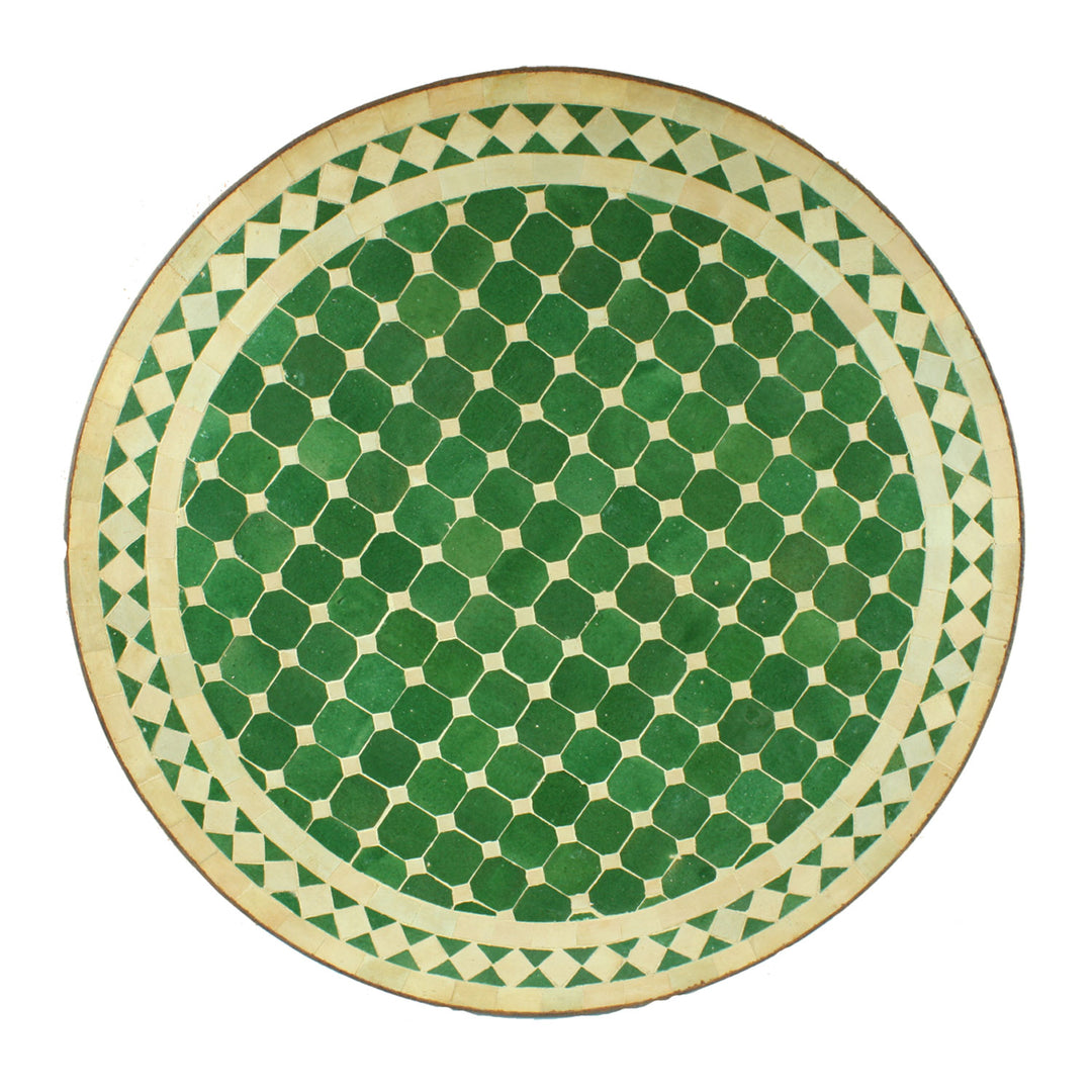 Mosaic table from Morocco - Round - Green white glazed - M60-30