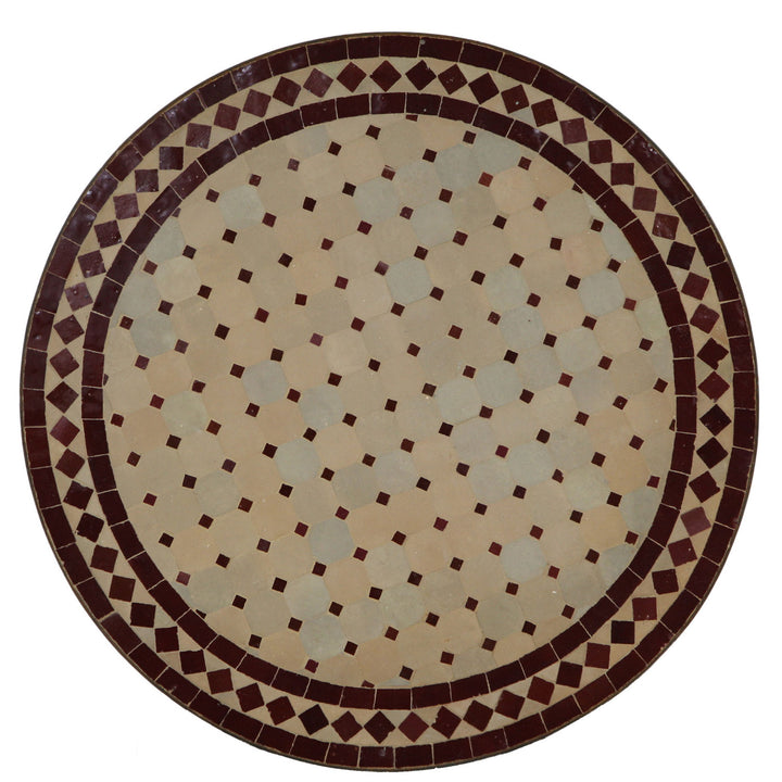Mosaic Bistro Table Round 70 cm Bordeaux/Rhombus