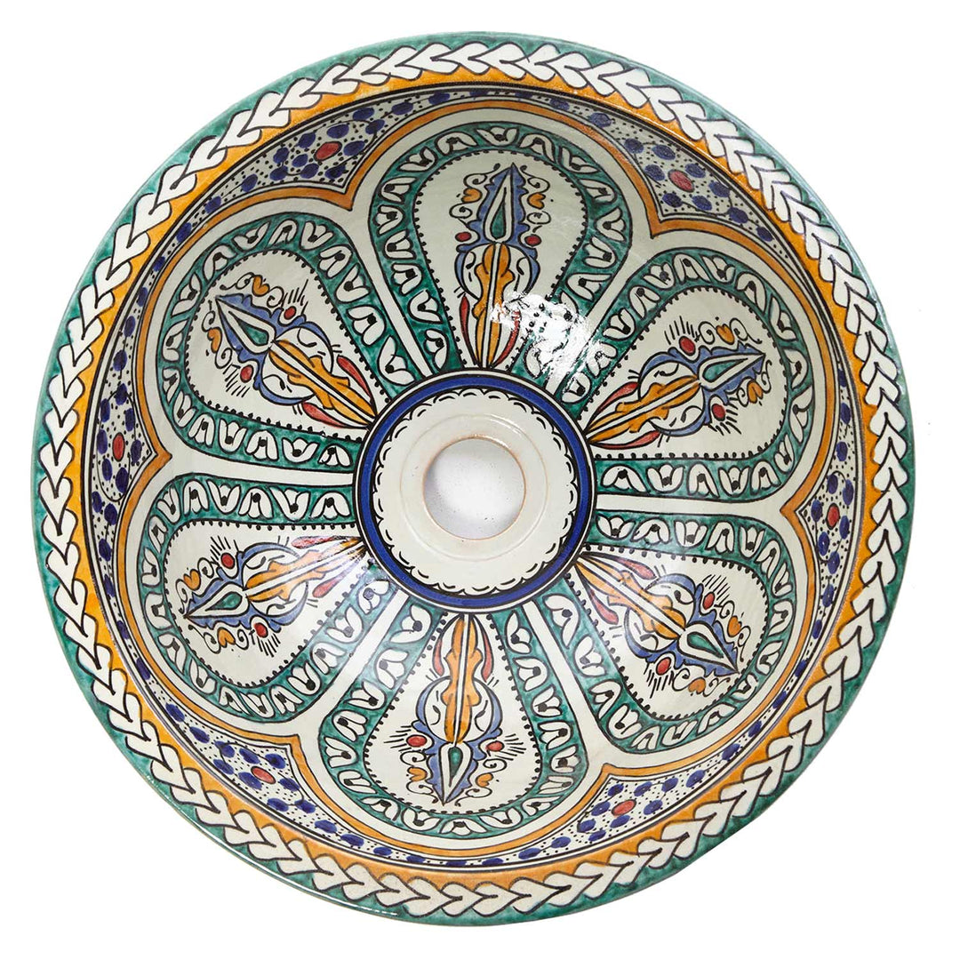 Oriental hand-painted ceramic washbasin Fes1