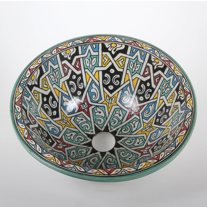 Oriental hand-painted ceramic washbasin Fes121