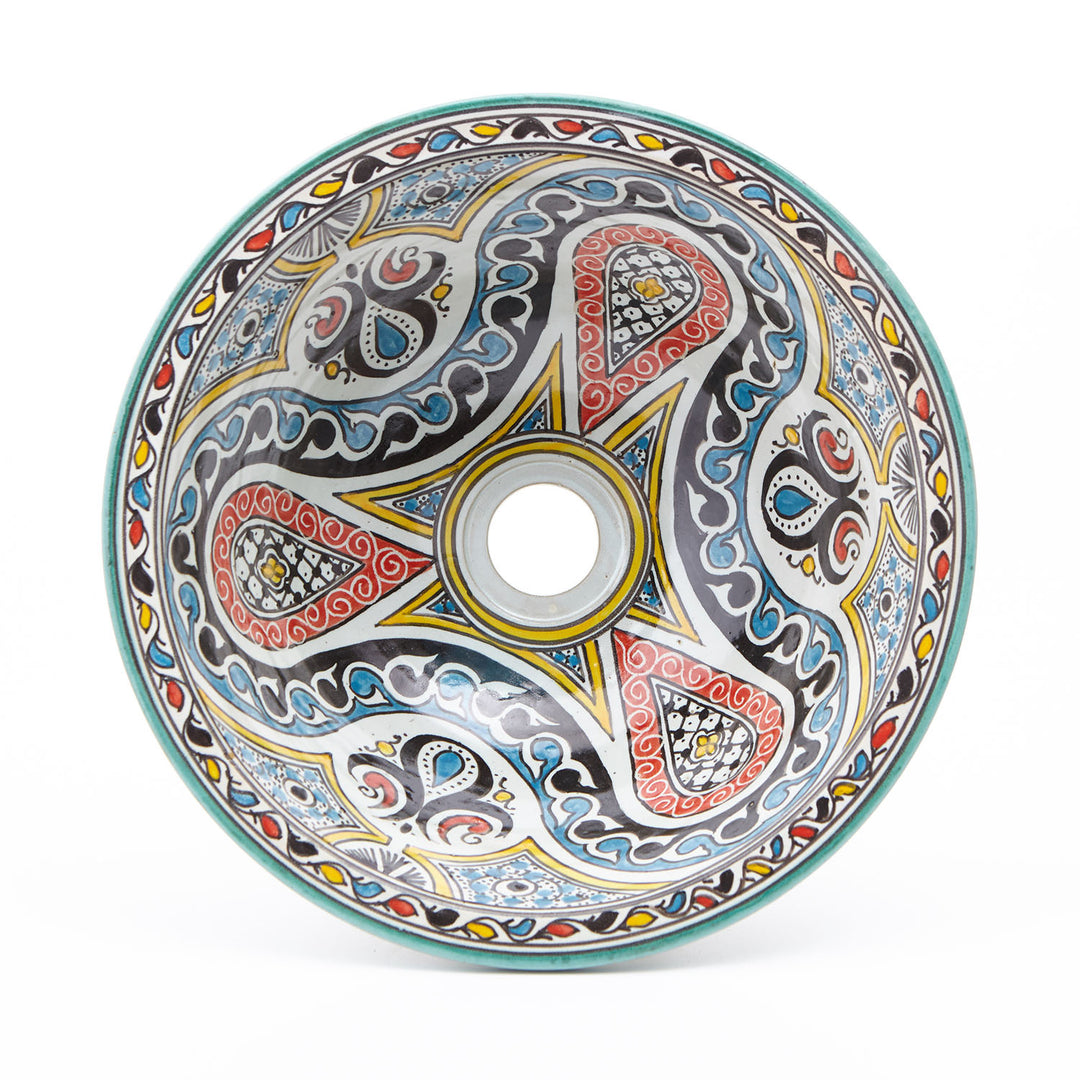 Oriental hand-painted ceramic washbasin Fes79
